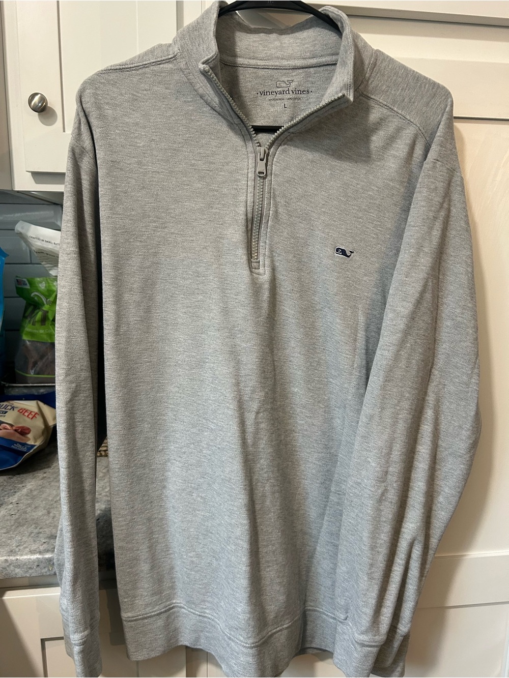 Vineyard Vines Light Gray Cotton Quarter-Zip Pullover